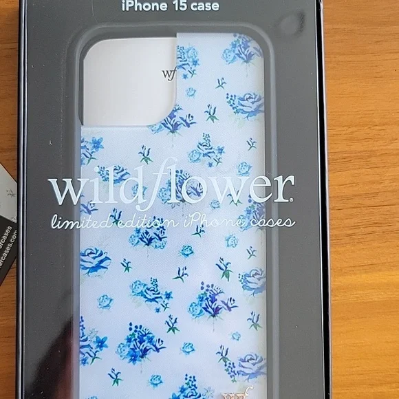Wildflowers iPhone 15 Case - White with Blue Floral Pattern - Picture 2 of 4